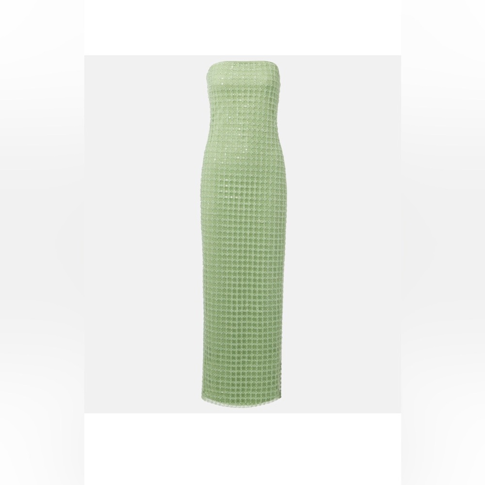 Rotate Strapless Embellished Dress in Green
